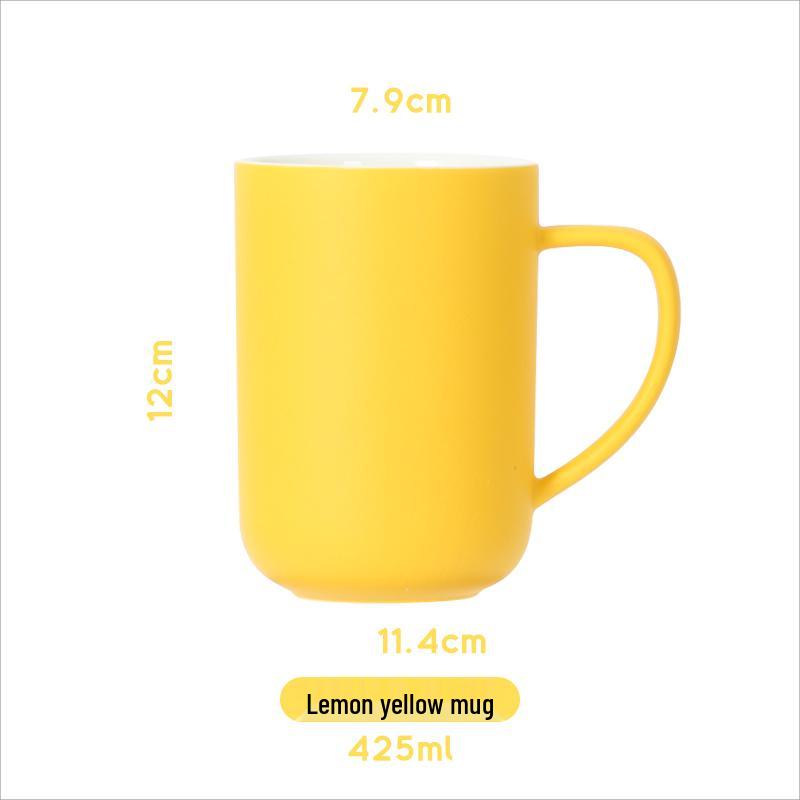 Large European-Style Matte Black Ceramic Mug with Spoon