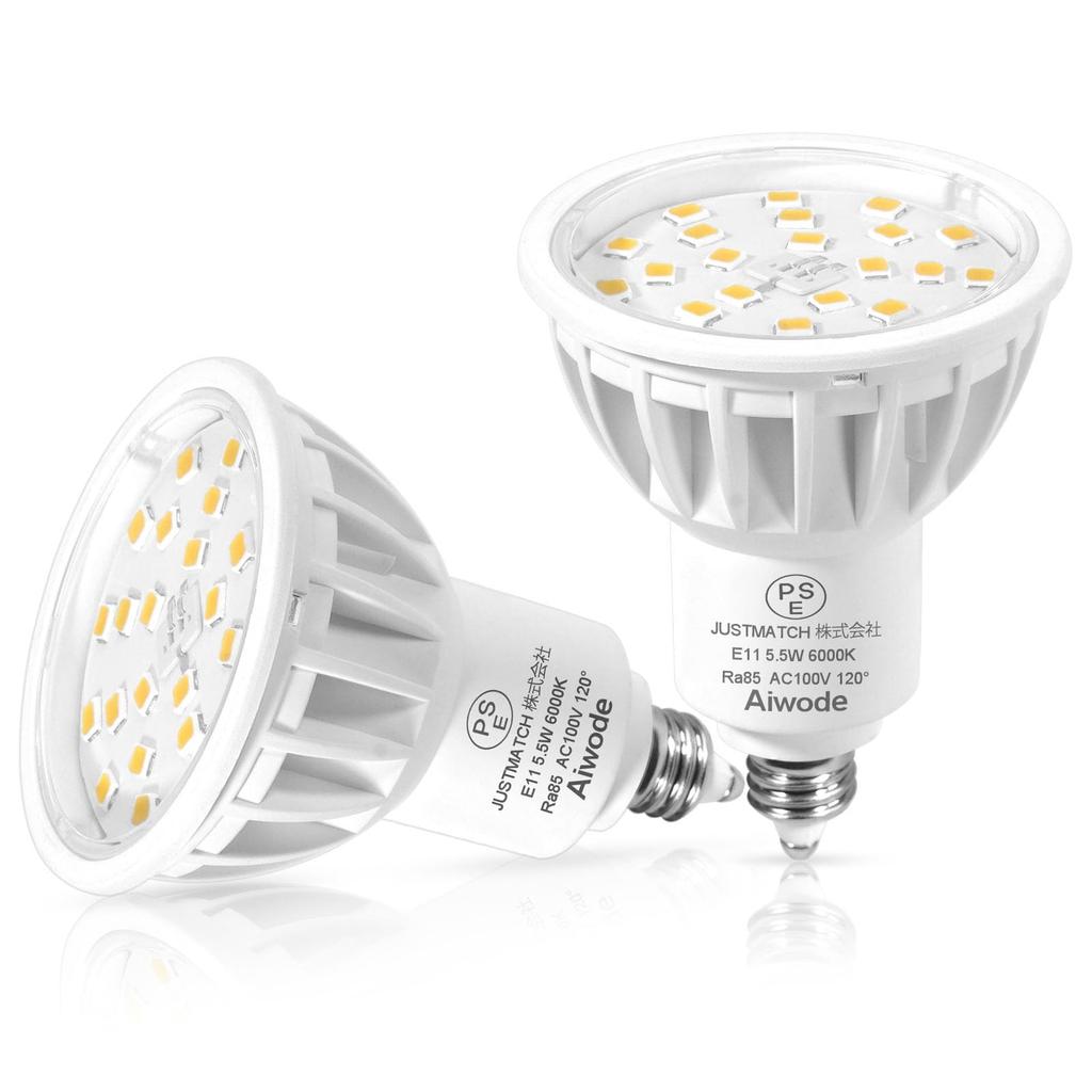 Aiwode E11 LED Bulb, E11 Base, LED Spotlight, 5.5W (equivalent To 50-60W Incandescent), Daylight White 6000K, Non-dimmable, RA85, Wide Angle 120