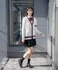 Konomi White x Red Striped School High Junior and High Popular Suitable for School Entrance Available in and Slim Size M ARCC-1015 Girls' Cardigan,