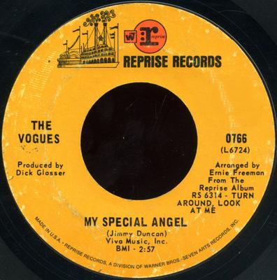 7inch Record VOGUES - My Special Angel / I Keep It Hid 0766 Reprise Records 1968 US Rock Used