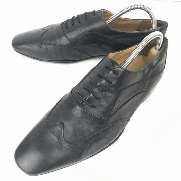 

GEOX Italy leather wingtip 26.0 black dress business shoes