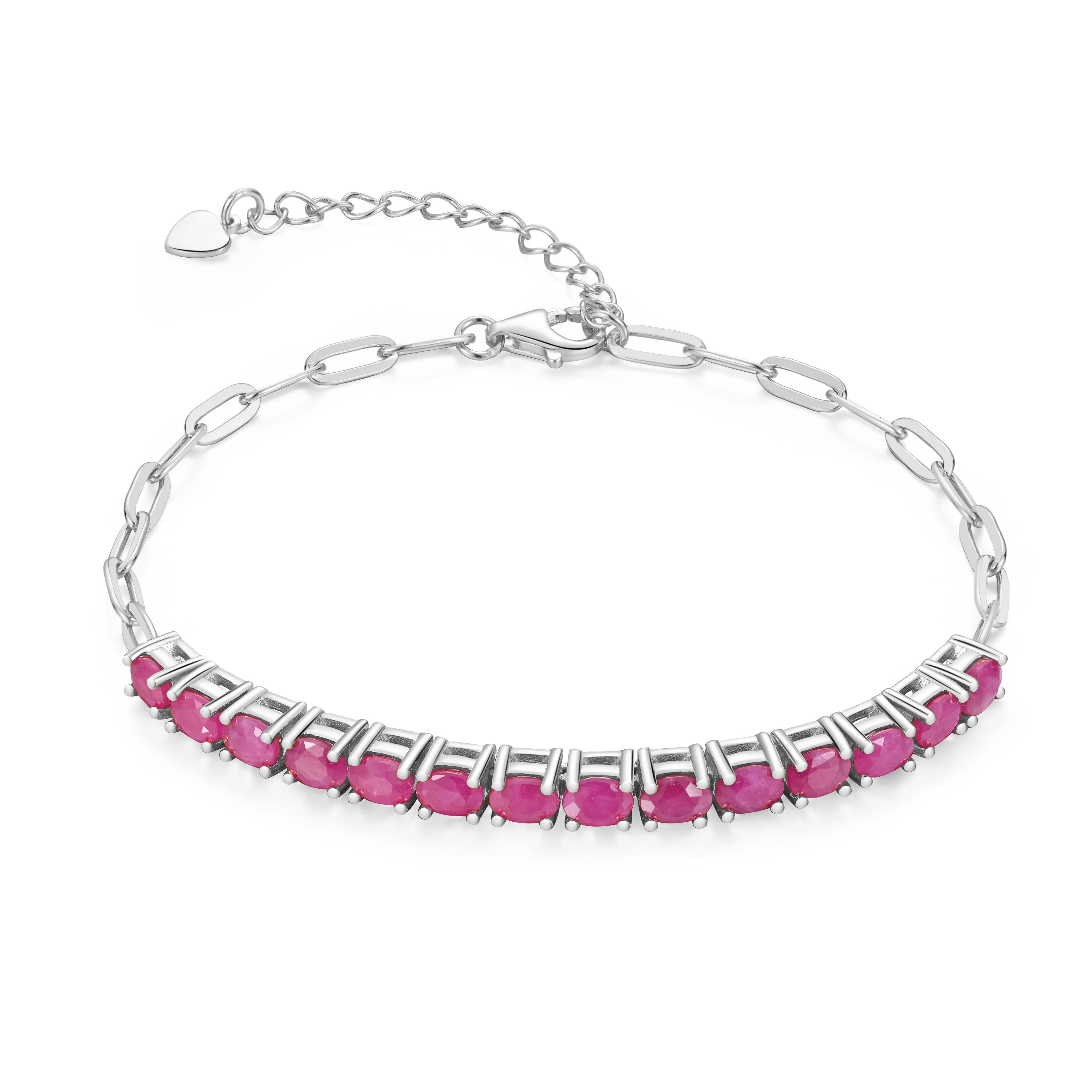 

Luxury 925 sterling silver women s bracelet Natural Filled Ruby oval 3*4mm real gemstones Classic fine jewelry for birthday gift 22cm білий