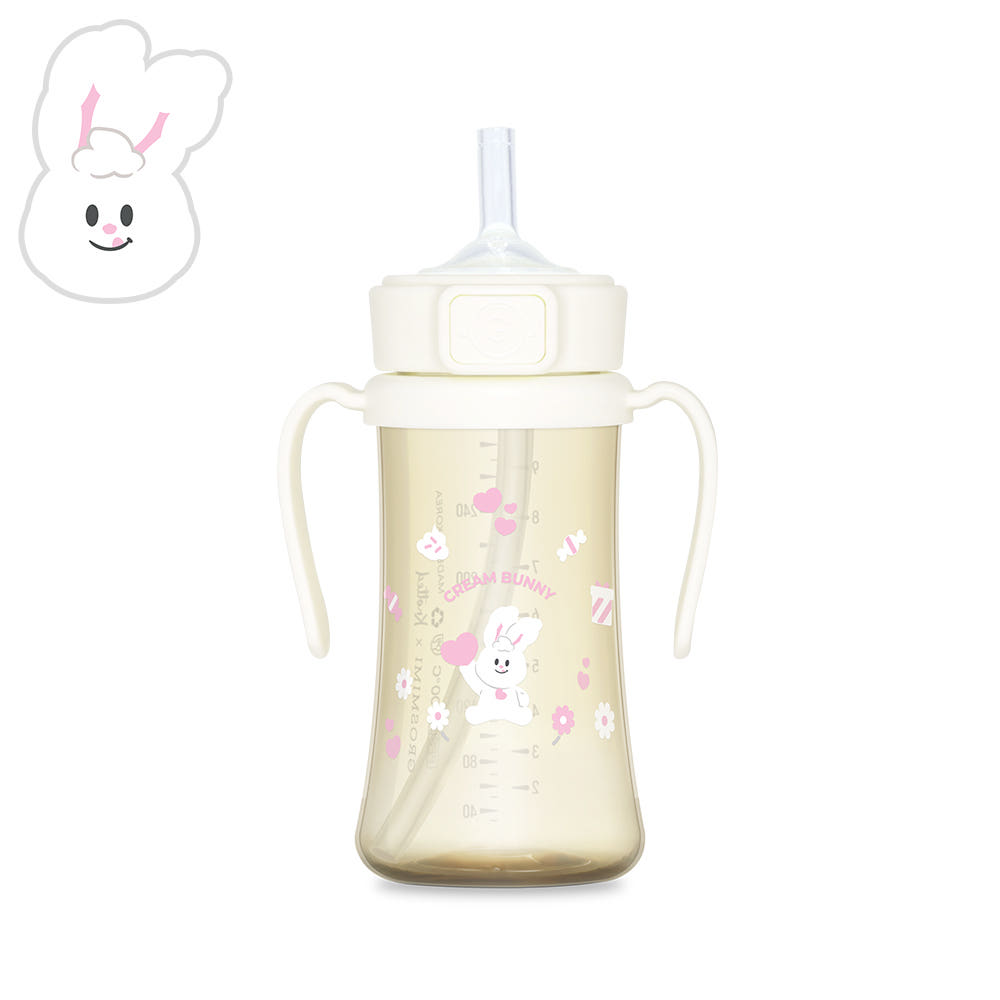 Grosmimi x Knotted PPSU No-Spill Straw Cup (300ml) - Cream Bunny Edition