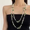 Light Luxury Multi-layer Layered Long Pearl Necklace, Elegant Feminine Temperament, Emerald Sweater Chain, Neck Chain