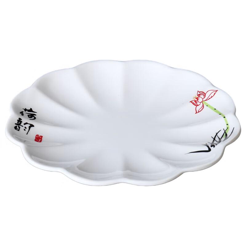 Melamine Round Serving Plate with Lotus Rhyme Lace