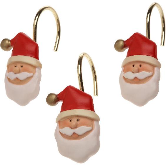 Carnation Home Fashions Santa Claus Ceramic Resin Shower Curtain Hooks-set of 12