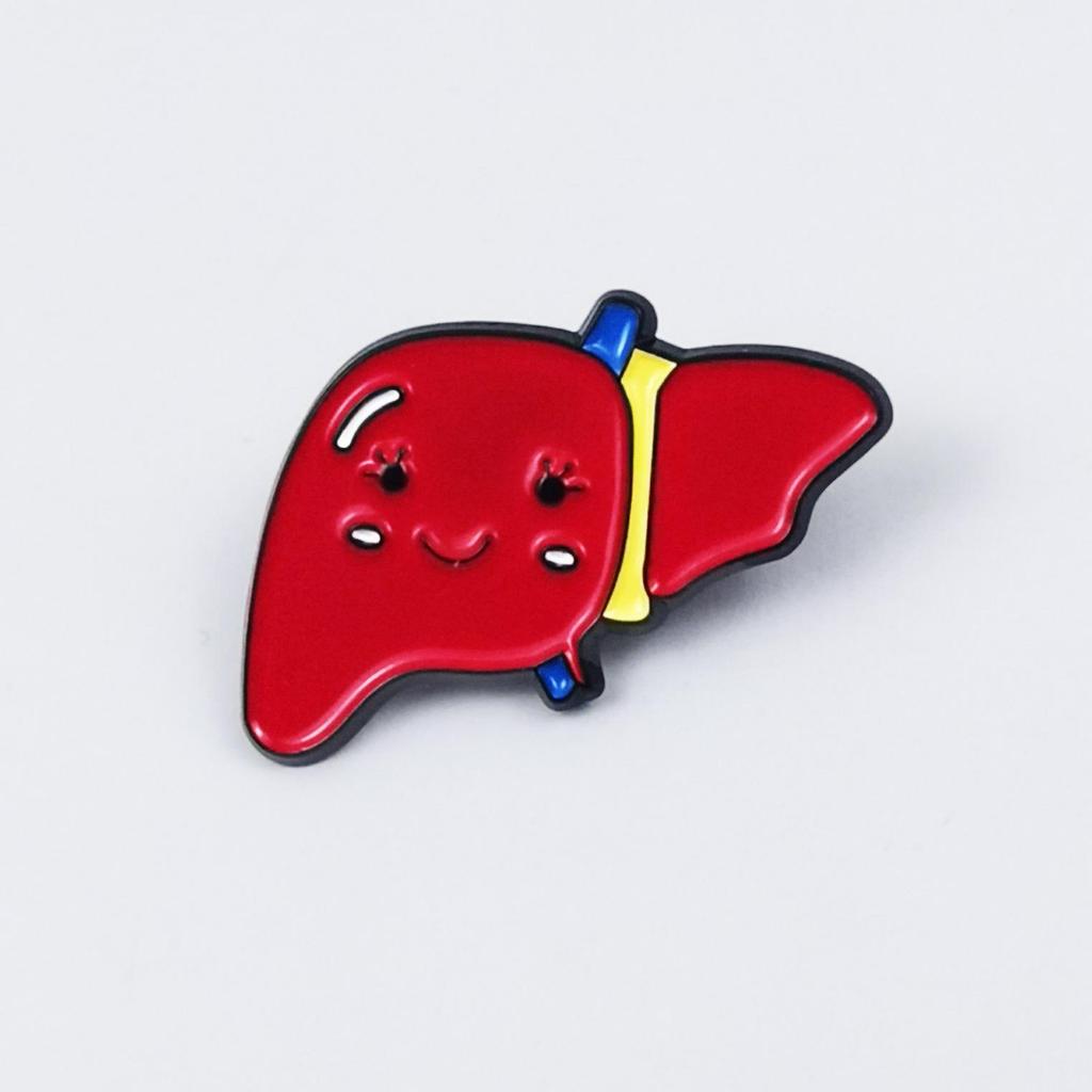 Cartoon Organ Brooch: Cherish the Body Souvenir Metal Badge