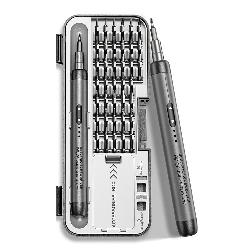 

USB Cordless Screwdriver Set 600mAh Battery Precision Repair DIY Screwdriver Kit grey