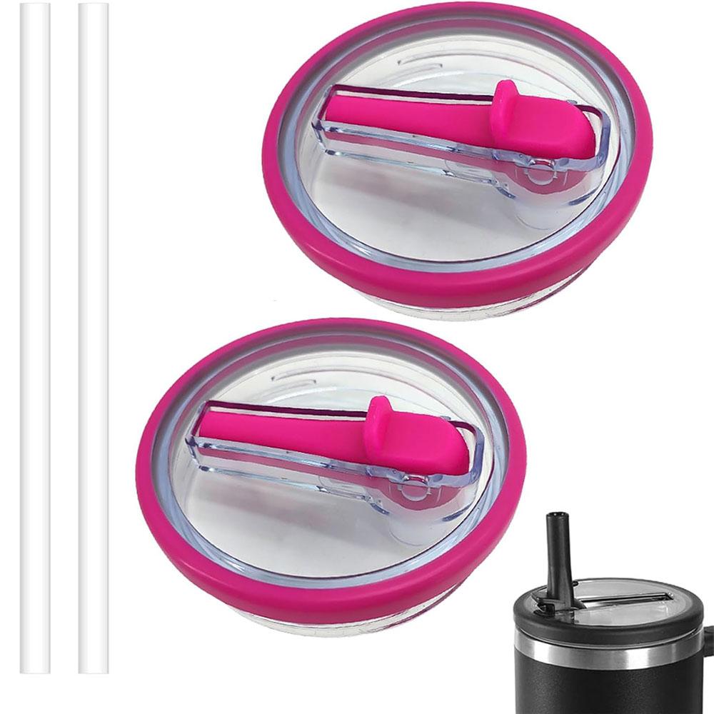 2pc 40oz New Threaded Suction Nozzle Cup Cover Roller Straw Replacement Cup Cover Splash Proof Cover Available In Multiple Colors