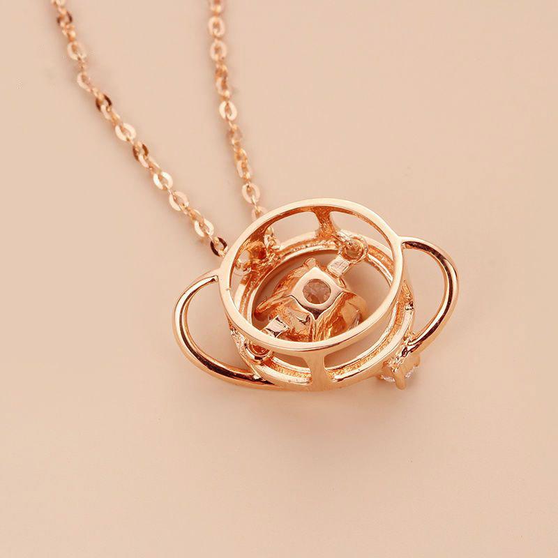 Planet Smart Shiny Zircon Gold Pendant Fashion Rose Gold Plated Collarbone Chain