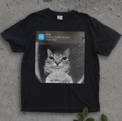Ring Cat T-shirt with a Meme with Movement, Funny Cat T-shirts, Parody T-shirts, Funny Cat Meme T-shirts, Funny Cotton T-shirts for Men and Women.