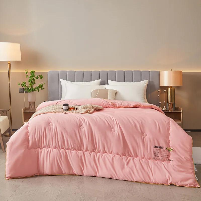

Skin-friendly and soft silk quilt double spring and autumn quilt core universal in all seasons 220x240cm 2kg розовый