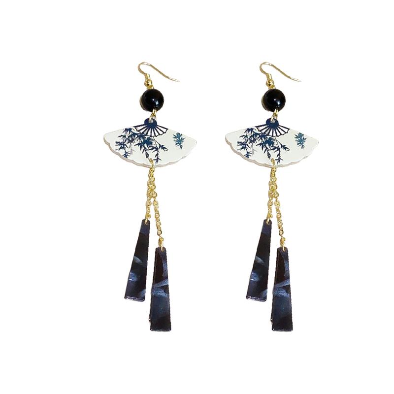 Chinese Style Resin Tassel Braided Earrings for Women Fashion Jewelry Temperament Pendant Female Gift