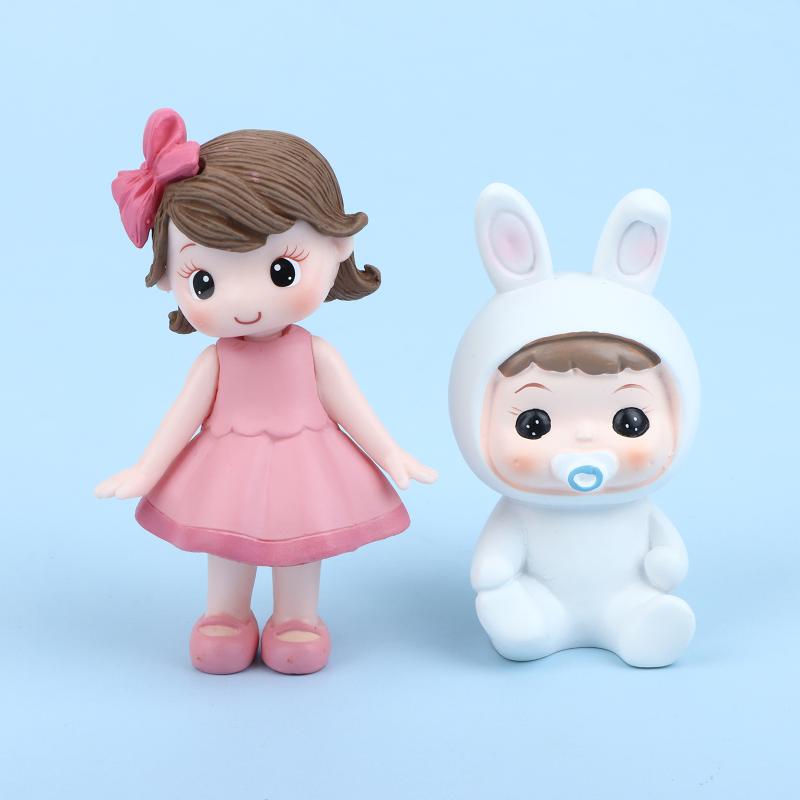 Cake Topper Beautiful Girl Rabbit Baby For Happy Baby Birthday Party Cake Decoration Party Supplies