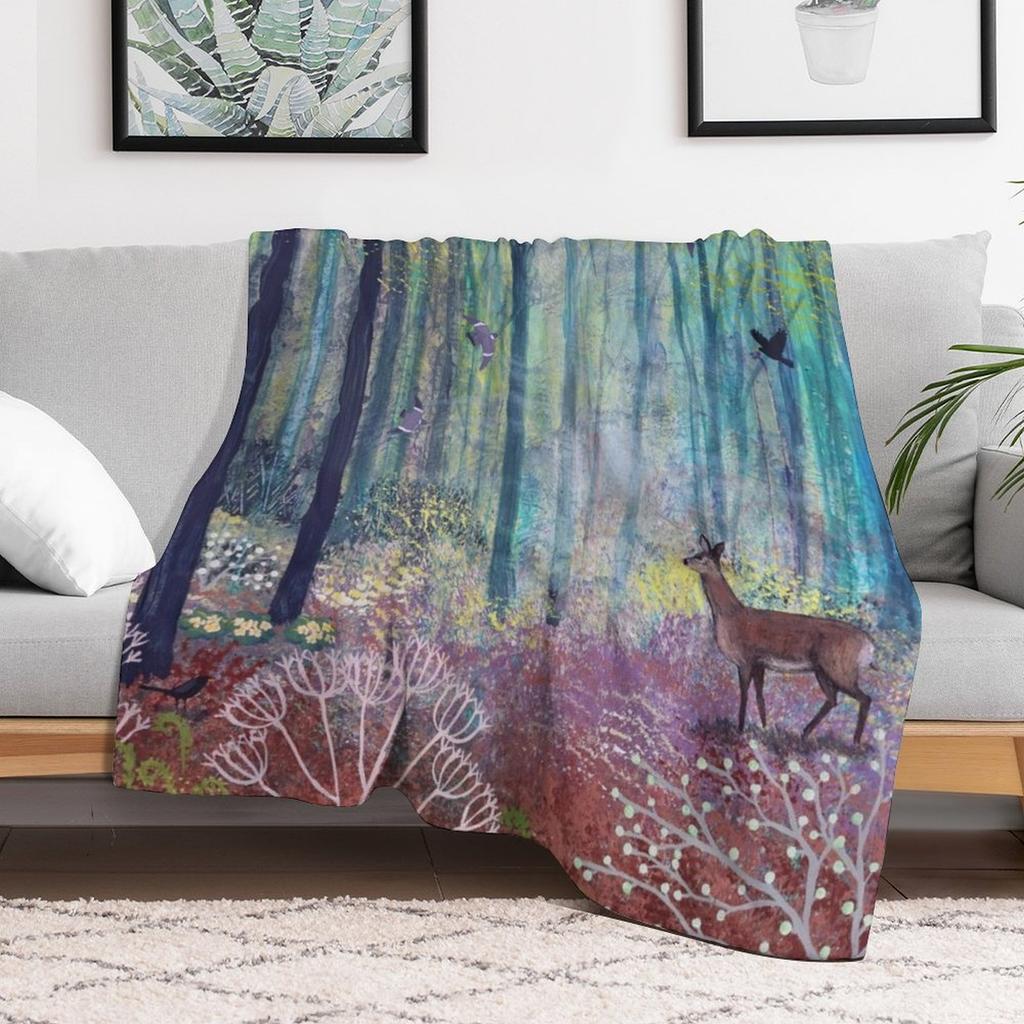 The Enchanted Forest Throw Blanket Spring Fall Cozy Throw Blanket for Couch