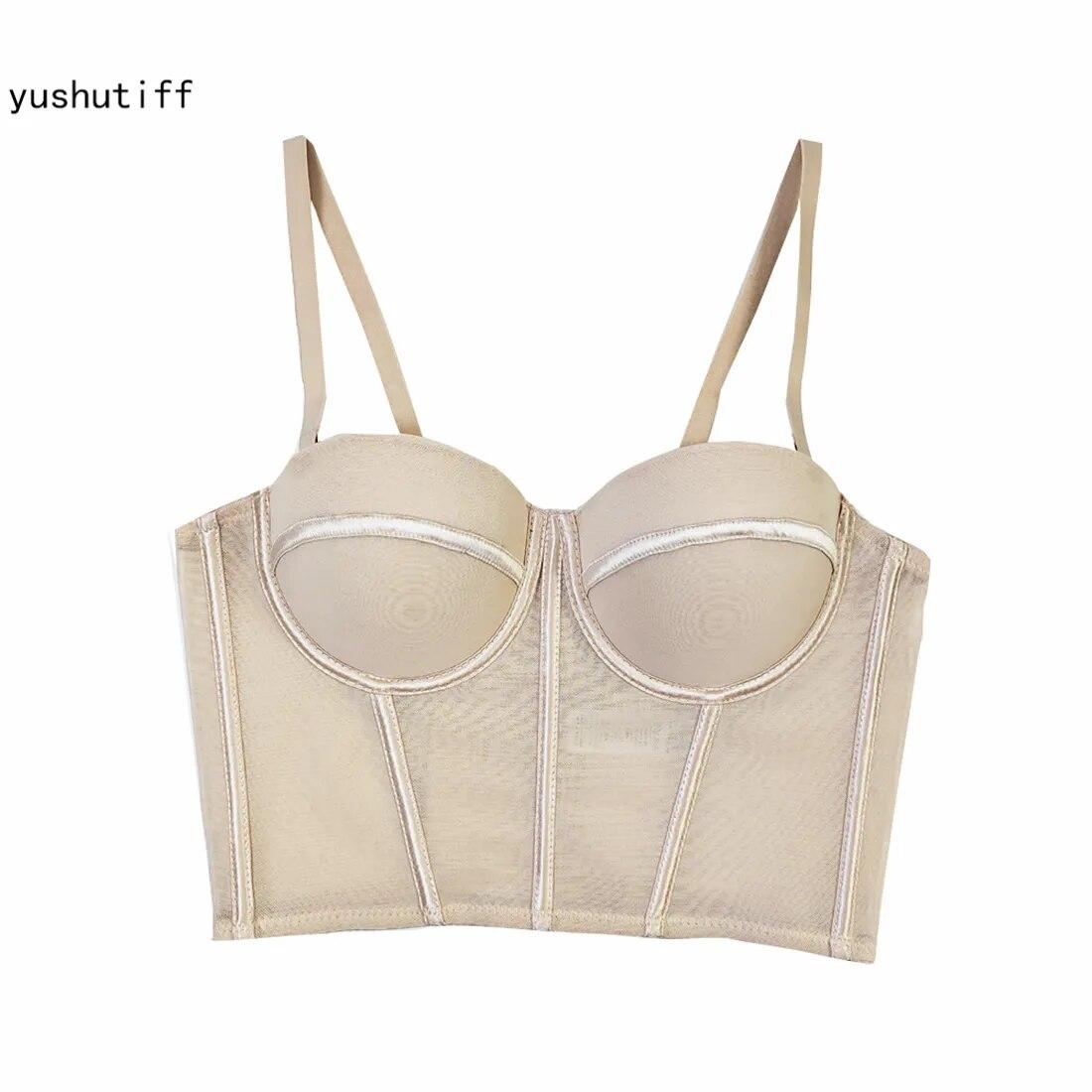 

Укороченный топ yushutiff для ночного клуба, черный корсет, бюстгальтеры, кокетливая одежда, бюстье для фестиваля Rave, женские летние вечерние жилеты без рукавов