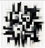 Black And White Shower Curtain, Sketchy Look Brushstrokes Maze Squares And Rectangles Monochrome, Cloth Fabric Bathroo