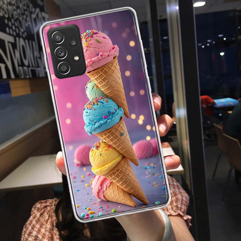 Colorful Ice Cream and Popsicles Phone Case for Samsung A54 A57 A37 A17 A14 A15 A12 A24 A34 A55 A35 A25 A52S A07 A05S A04S A22 A