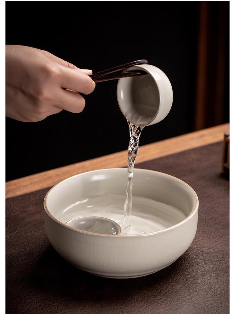 High-End Ru Kiln Ceramic Kung Fu Tea Set - Luxury Gaiwan Teapot, Tray, and Cups for Home.