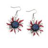American Independence Day Red-White-Blue Striped Acrylic Star Earrings.