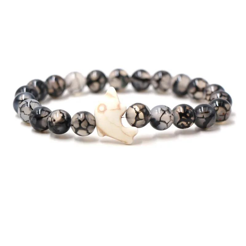 Naturstein Armband Mode Männlich Weiblich Delphin Stretch Paar Armband