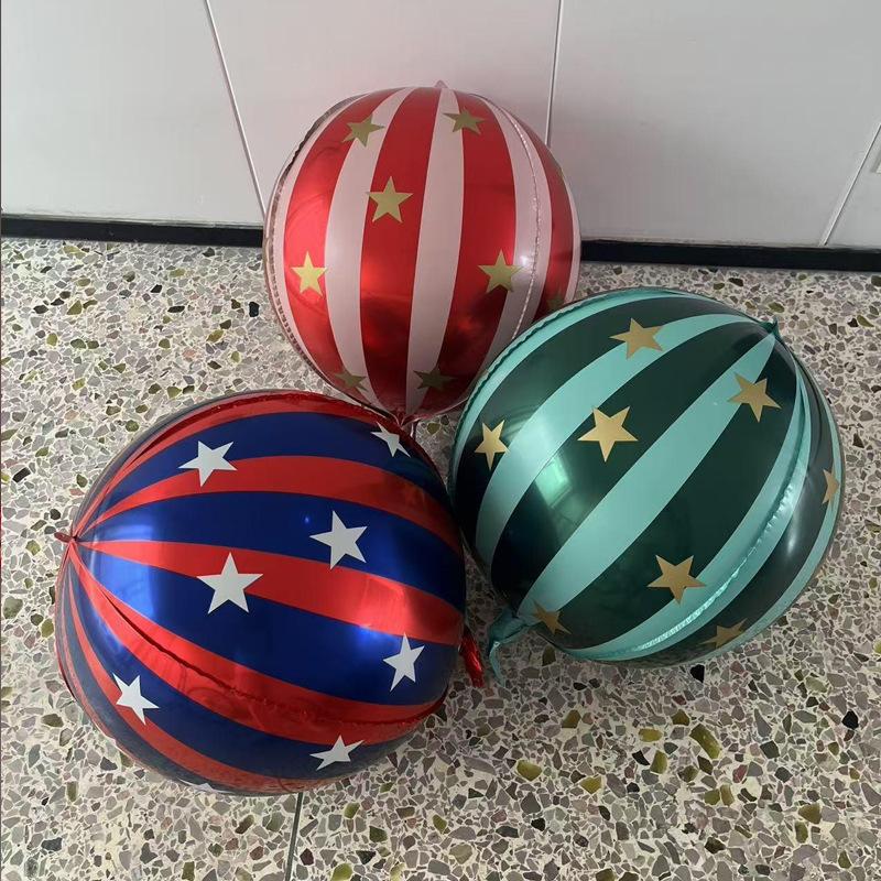 22 Inch 4D Striped Star Aluminum Film Balloon Ktv Mall Home School Decoration Diy Circus Party Supplies Kids Photo Booth Props