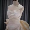 Satin fishtail main wedding dress   new small welcome out dress bride tube top dress dress morning robe dress