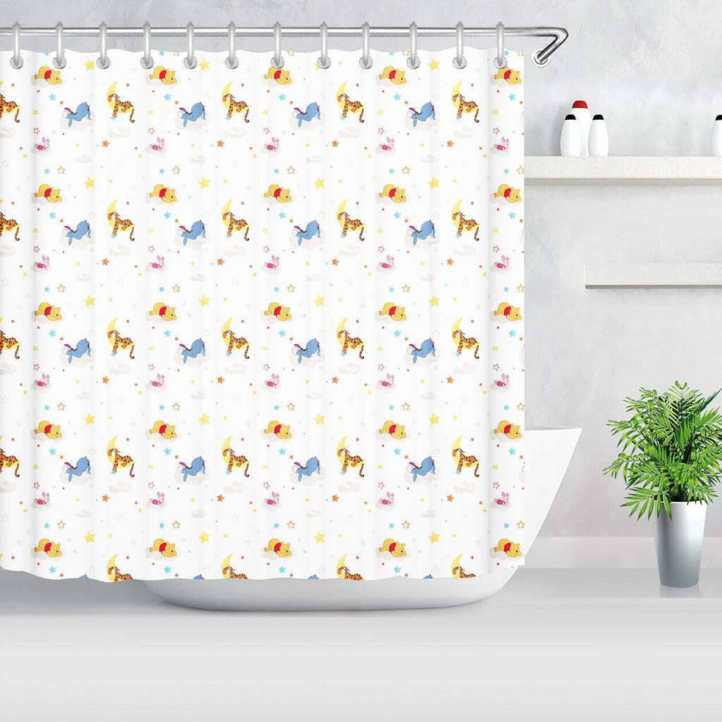 Winnie The Pooh Bathroom Decor Accessories Shower Curtain Sets Full Set Curtains For Waterproof Anime Home