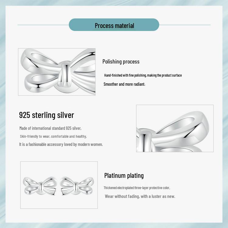 Avle Heart Bow Silver Earrings for Girls - S925 Sterling Silver
