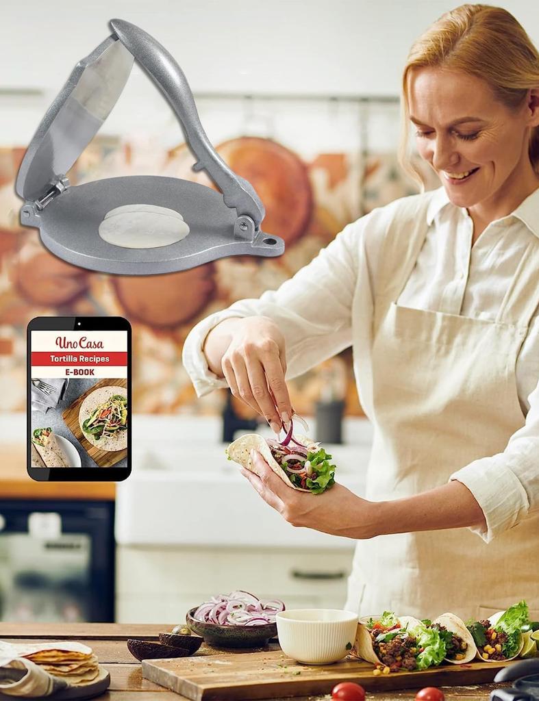 Happykau Tortilla Press, Taco Press Machine, Kitchen Utensils, Cooking Tools, Homemade Tortilla Pie Bakeware, Heavy-Duty Taco Press, Kitchen