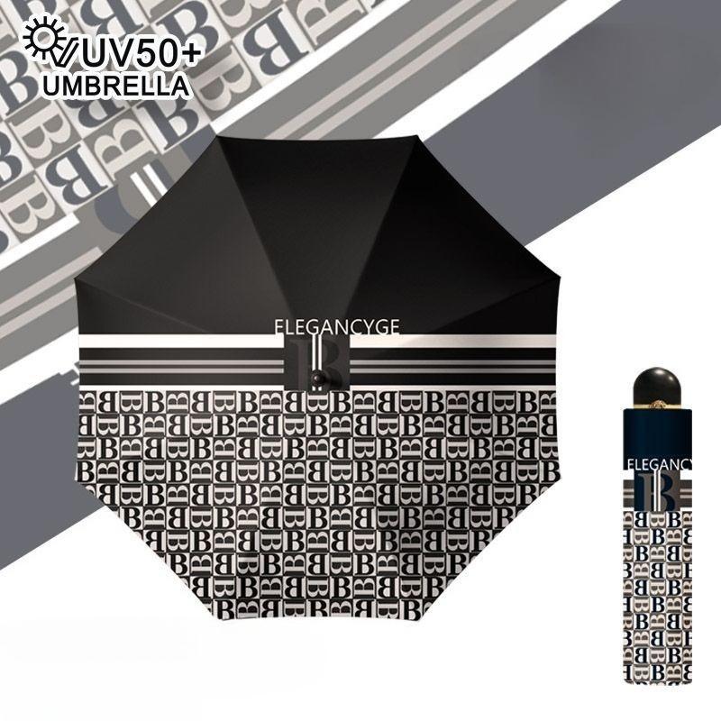 

Черно-белый буквенный ручной зонт для пары, модный, солнечный, двойного назначения, виниловый зонт-тень от солнца, портативный Iron&8K чёрный
