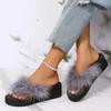 Fashion Women's Slippers with Faux Fur Non Slip Platform Wedges Flip-Flops for Woman 2025 Fashion Summer Vacation Beach Sandals Mujer