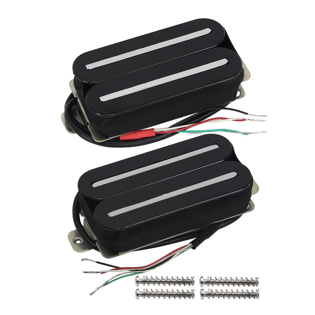 FLEOR Set of Neck & Bridge Hot Dual Rails Humbucker Pickup Electric Guitar Pickup, White/Black
