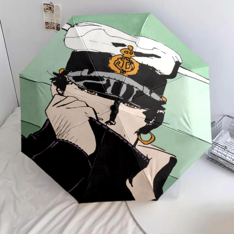 1 Stück Automatischer Faltregenschirm - Corto Maltese Muster, Tragbares & Faltbares Design mit 8 Speichen, Weihnachts-Geburtstagsgeschenke