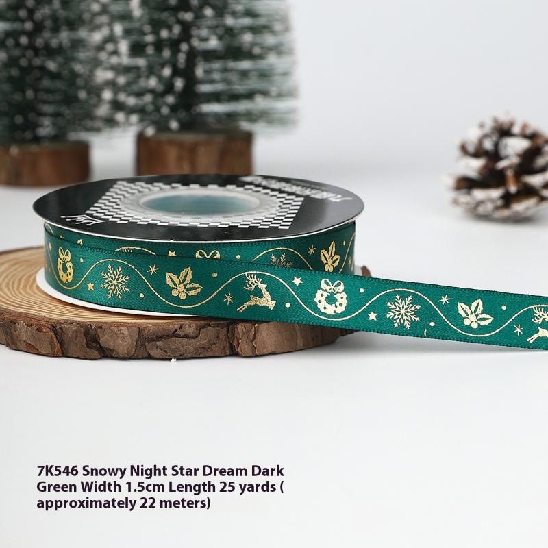 

Новогодняя рождественская лента - Полиэстер 22 м длина Лента для упаковки подарков Для цветов, украшения торта, рождественской елки A6