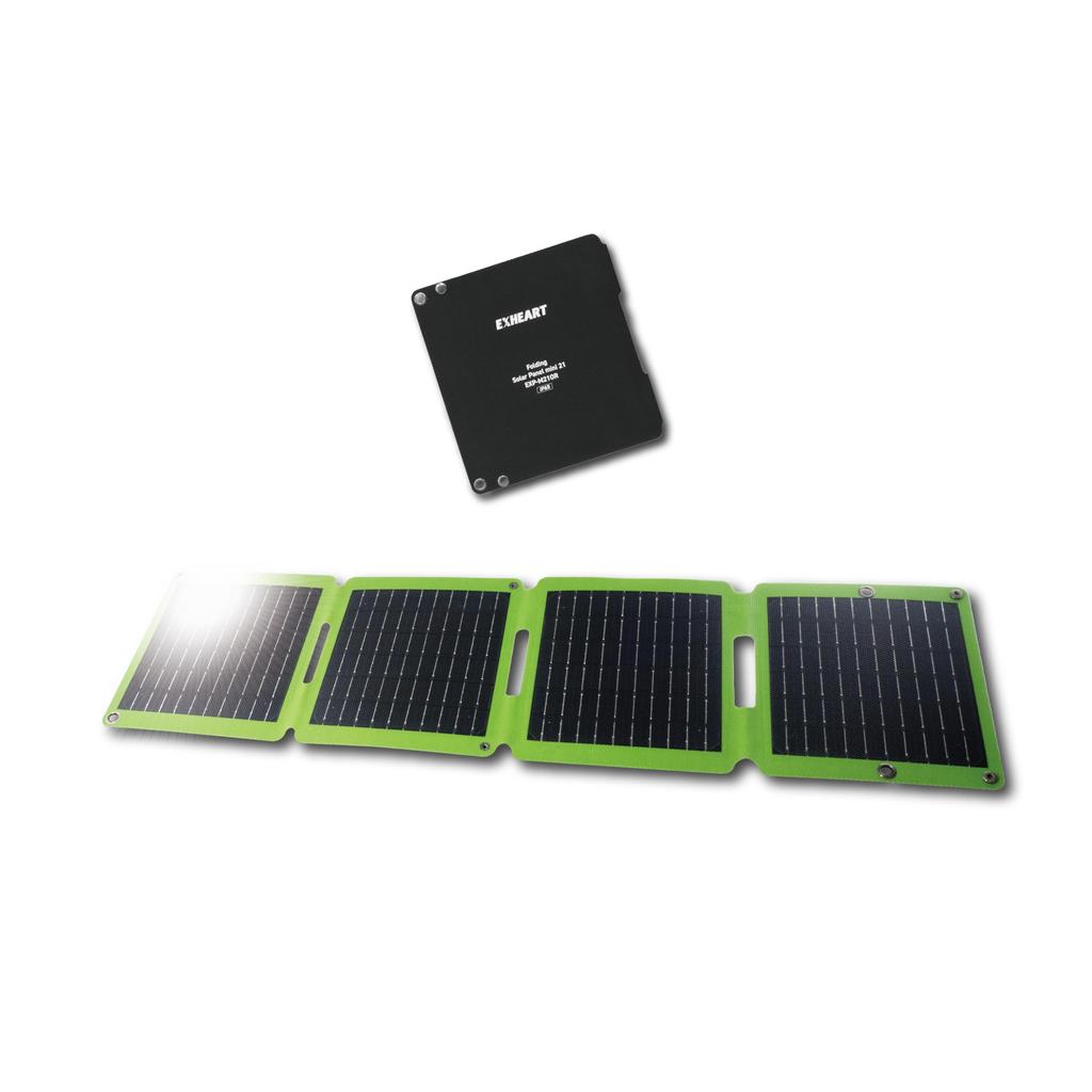 EXHEART Folding Solar Panel Powers While You Use It Hook Hole Simultaneous Connection of Two Ideal for Disaster Car and Emergency Solar Charger