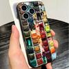 Watercolors Set Paint Palette Soft Phone Case for iPhone 16 16E 17 Air 15 Pro Max 14 Plus 13 Mini 11 12 7 Black Cover Back Shell