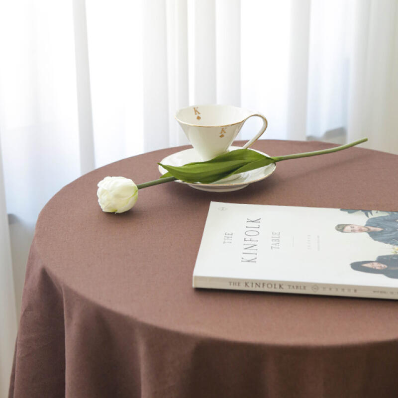 

Brown Cotton Linen Tablecloth for 2