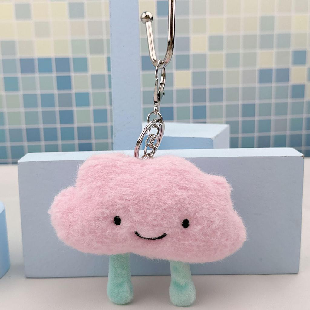 Cloud-Shaped Cartoon Plush Pendant: Cute Backpack Doll Keychain & Schoolbag Decoration.
