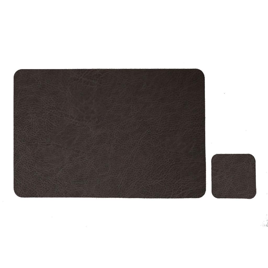 1/6/10sets Square Cowhide Pattern Faux Leather Placemats and Coaster Set,Heat Resistant Non-Slip Kitchen Dining PU Table Mats