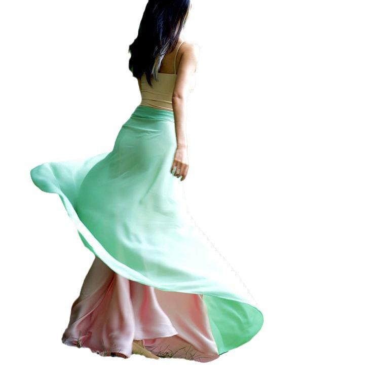 Saia Longa com Cadarço Reversível King Kong Dança Poesia Qingshan Rosa - Traje de Dança Clássica Chinesa