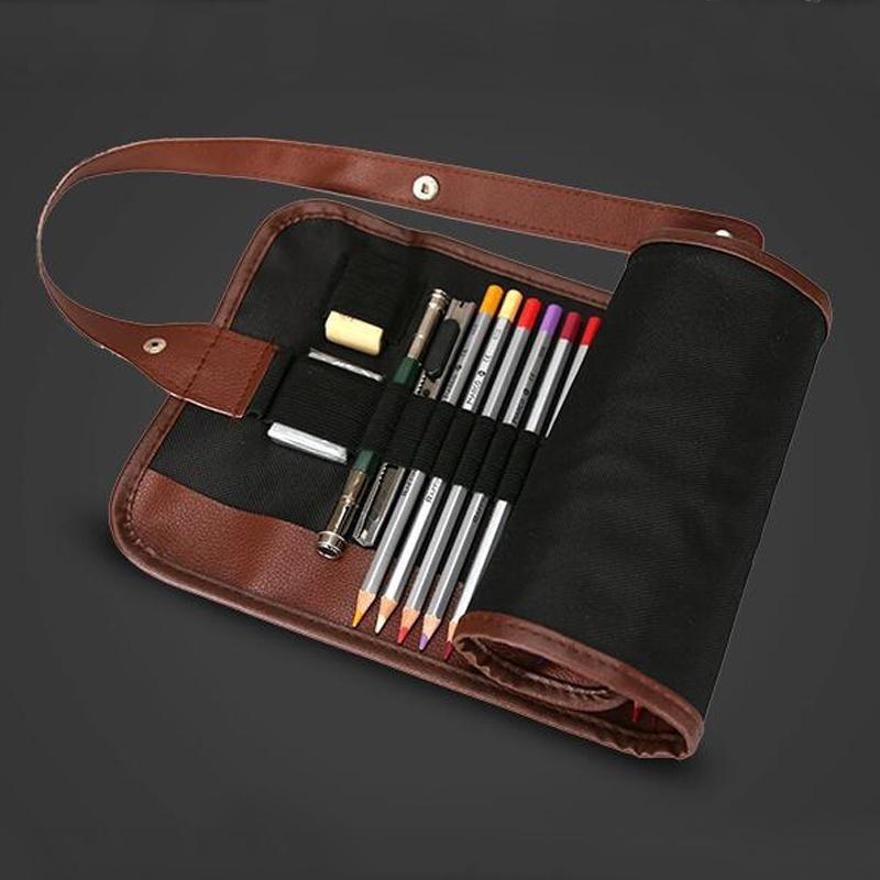 36-Schlitz Canvas Stiftrolle Skizzenstift & Buntstifthalter Künstler Studentenbedarf Zeichnen Malen Schreibwaren Organizer Aufbewahrungstasche