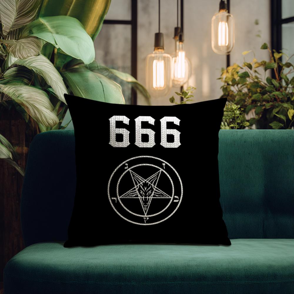 P-Pentagramm 666 Dämonisch S-Satanisch Kissenbezug Natürliche Leinen Bio-Stoff Beidseitiger Druck Atmungsaktiv Für Heimdekoration