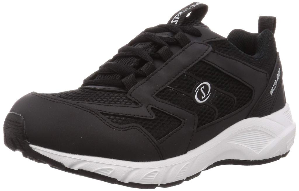 Spalding JIN 3700 Men's Waterproof Walking Shoes, Wide Width, 6E, Black, Size 26.0 cm, G