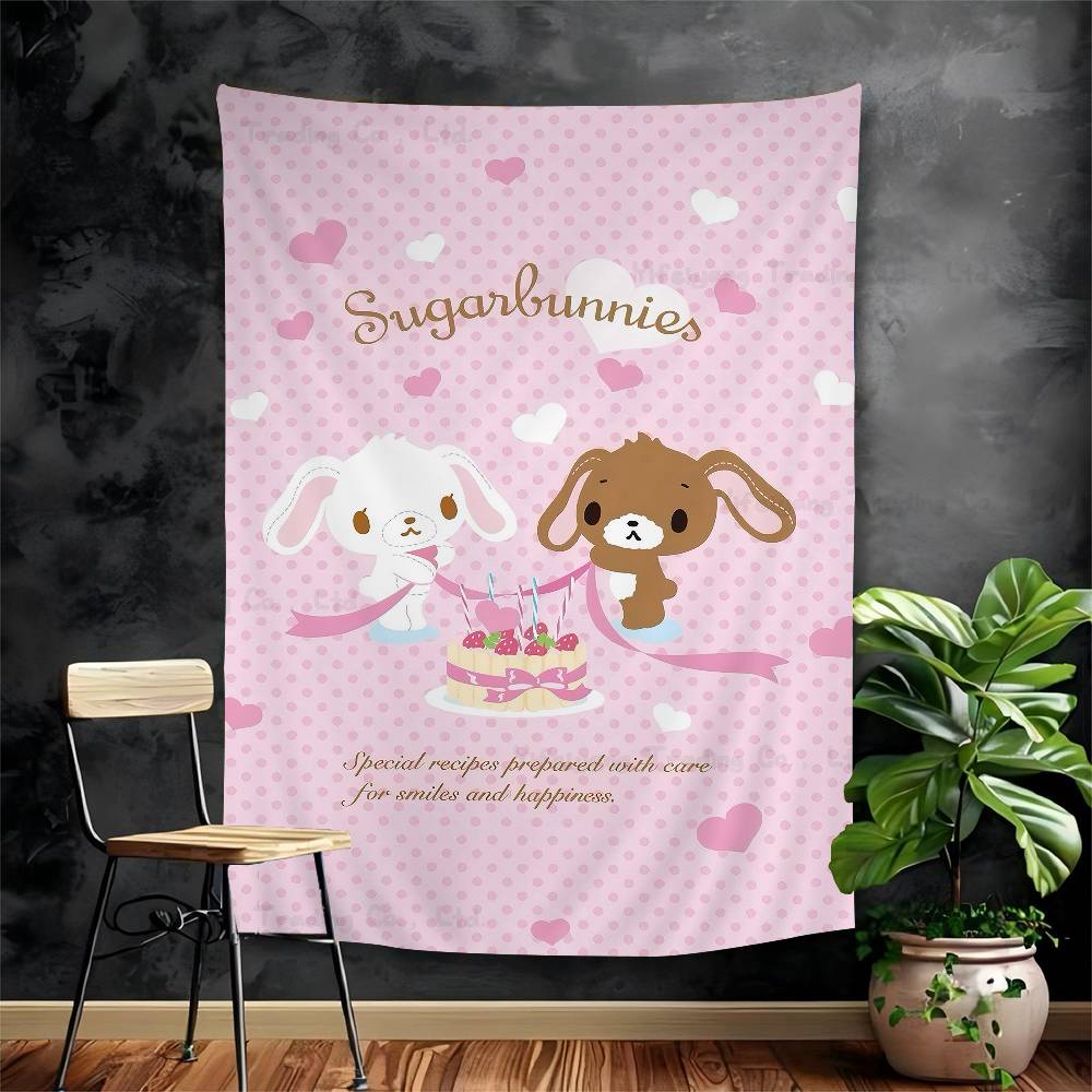Sugarbunnies Anime Kawaii Movie Anime Tapestry Hanging Tarot Hippie Wall Rugs Dorm Home Decor