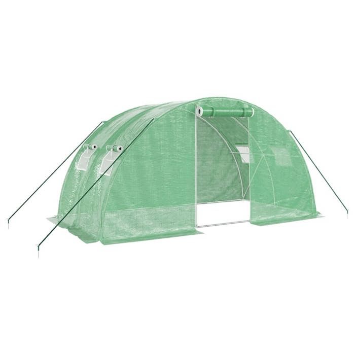 VidaXL Serre avec cadre en acier vert 8 m² 4x2x2 m, polytunnel, serre à cadre froid, serre pour tomate, serre de jardin, 364081