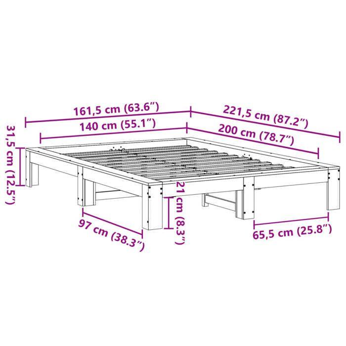 VidaXL Bed Frames Without Mattress 140x200 Cm Solid Pine Wood 3308738