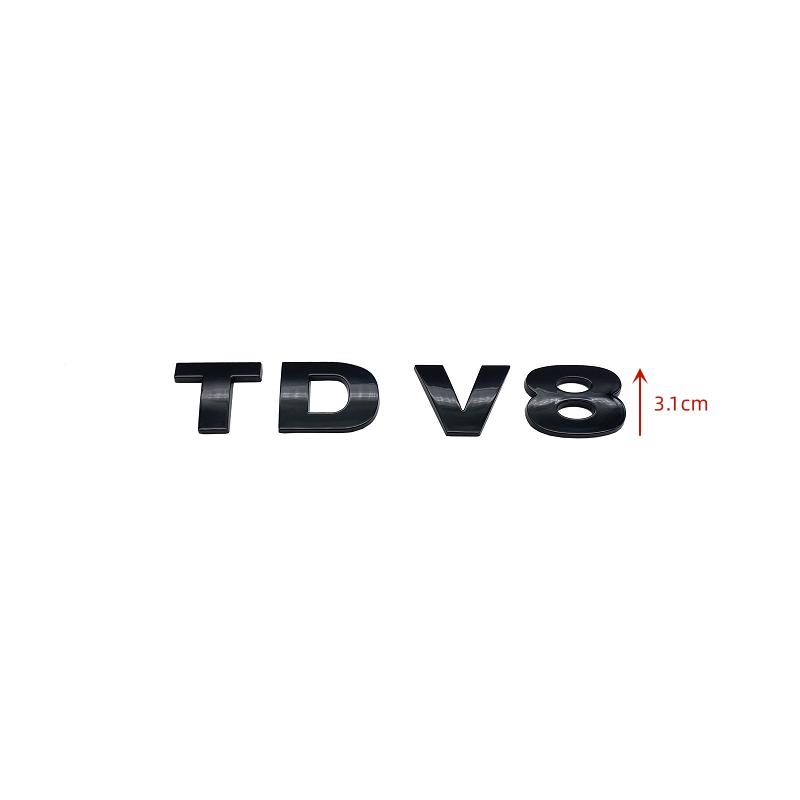 3D Stereoscopic TDV8 Chrome Black ABS Letters Emblem Car Rear Trunk Decoration Badge Sticker For SUV Car Accessories