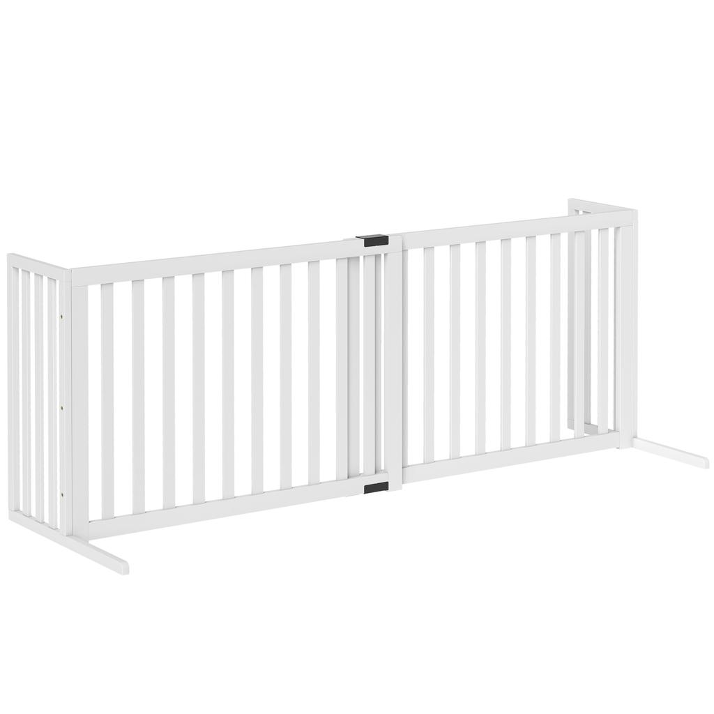 Dog Gate for Medium and Small Size Extendable Freestanding In Wood, 102-183x57x70 Cm, White