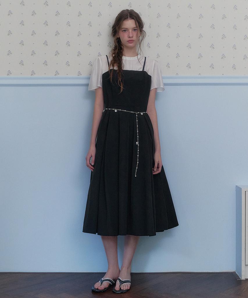 Teuwi Hepo Layered Pintuck Short Sleeve Long Dress